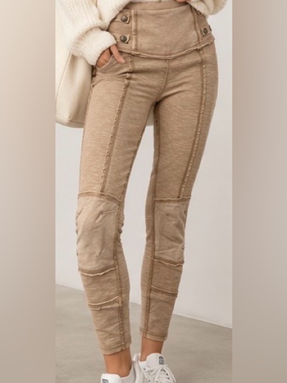 Free People FP Movement Tan Utility Moto Leggings Skinny Pants